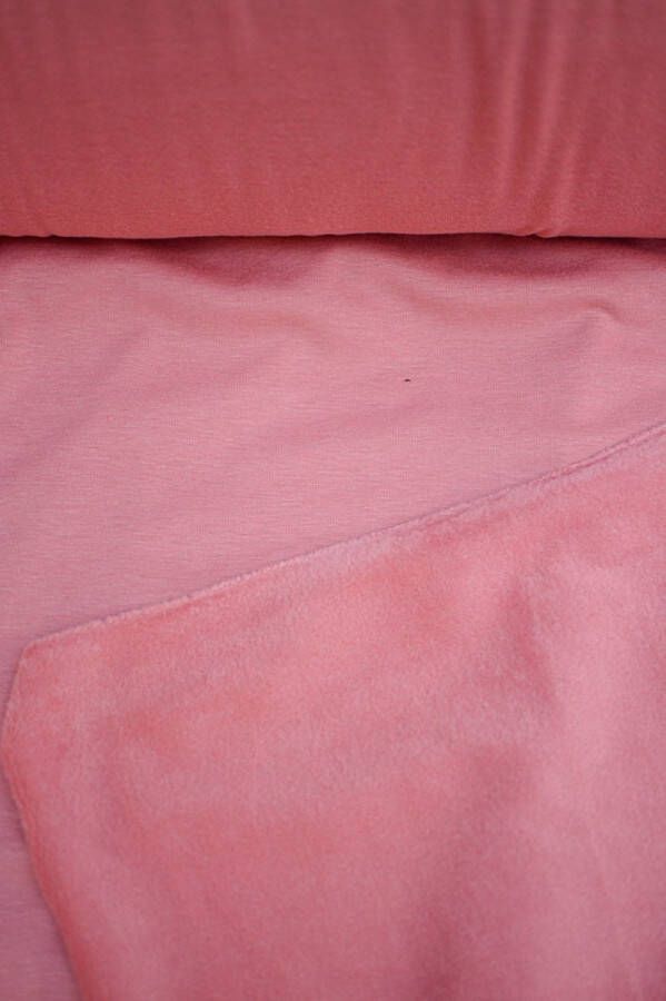 Stoffenboetiek Geruwde jogging uni roze 1 meter modestoffen voor naaien stoffen