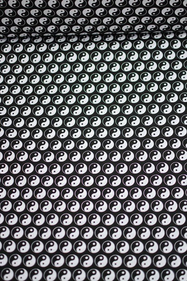 Stoffenboetiek Katoen zwart wit yin yang 1 meter modestoffen voor naaien stoffen