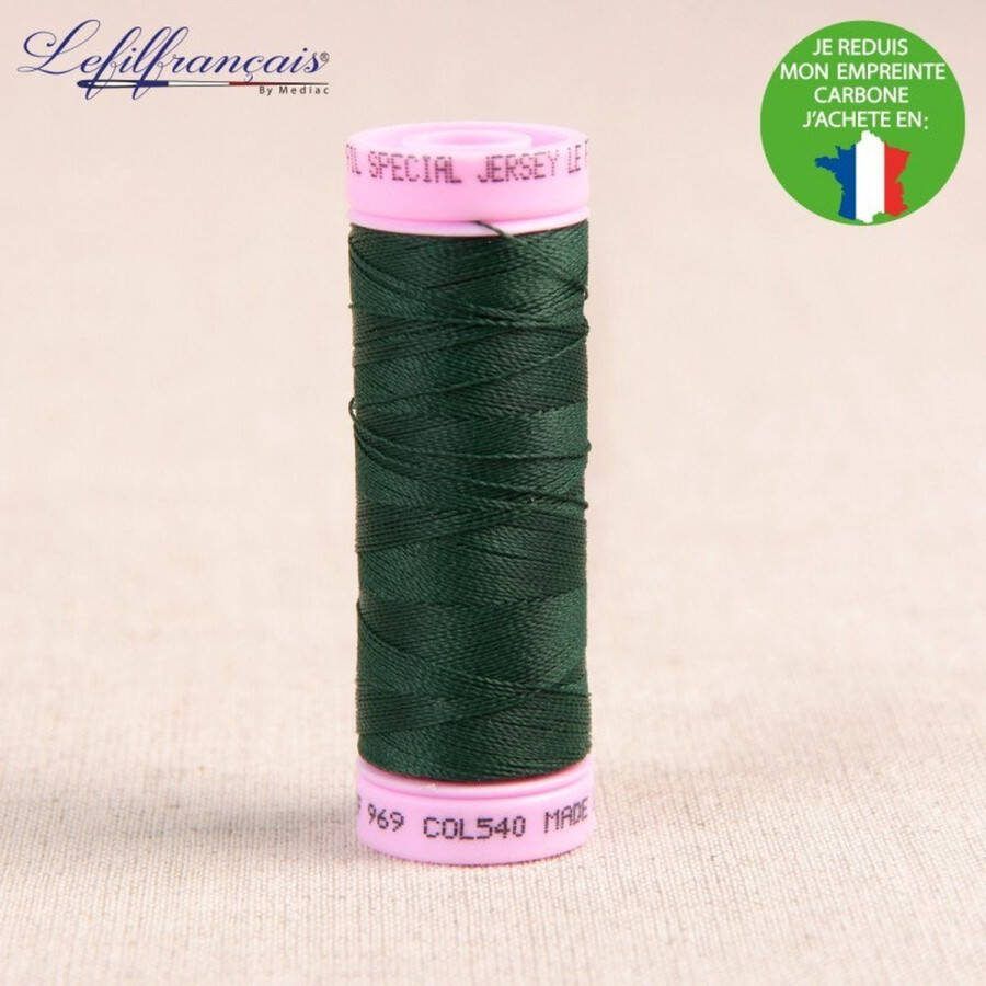 Stoffenboetiek Naaigaren rekbaar 2 x 140m stuks donker groen garen jersey stikzijde stevig voor naaien textielgaren tricot