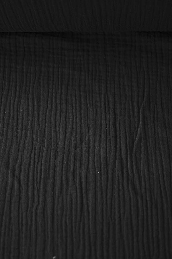 Stoffenboetiek Triple gauze uni zwart mousseline tetrakatoen 1 meter modestoffen voor naaien stoffen