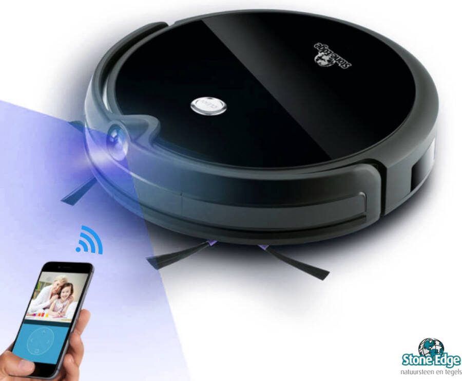 Stone Edge Robot Stofzuiger Robotstofzuiger met Dweilfunctie Laadstation Camera Afstandsbediening Wifi & App Dweilrobot Huisdieren