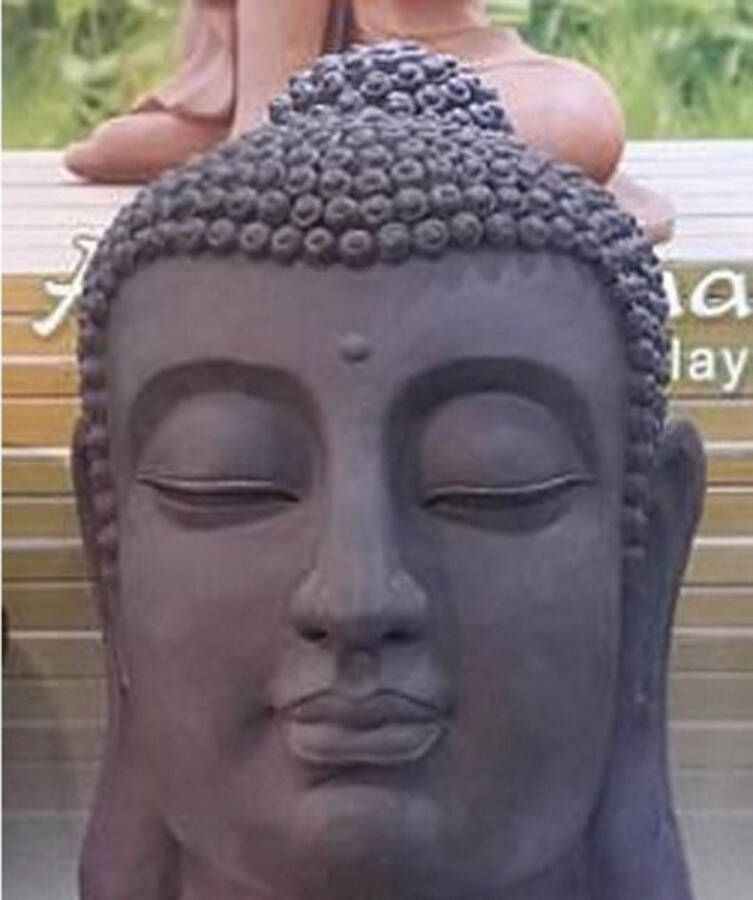Stone-lite Boeddha Hoofd 47X47X70 cm Donker Grijs Fiberclay