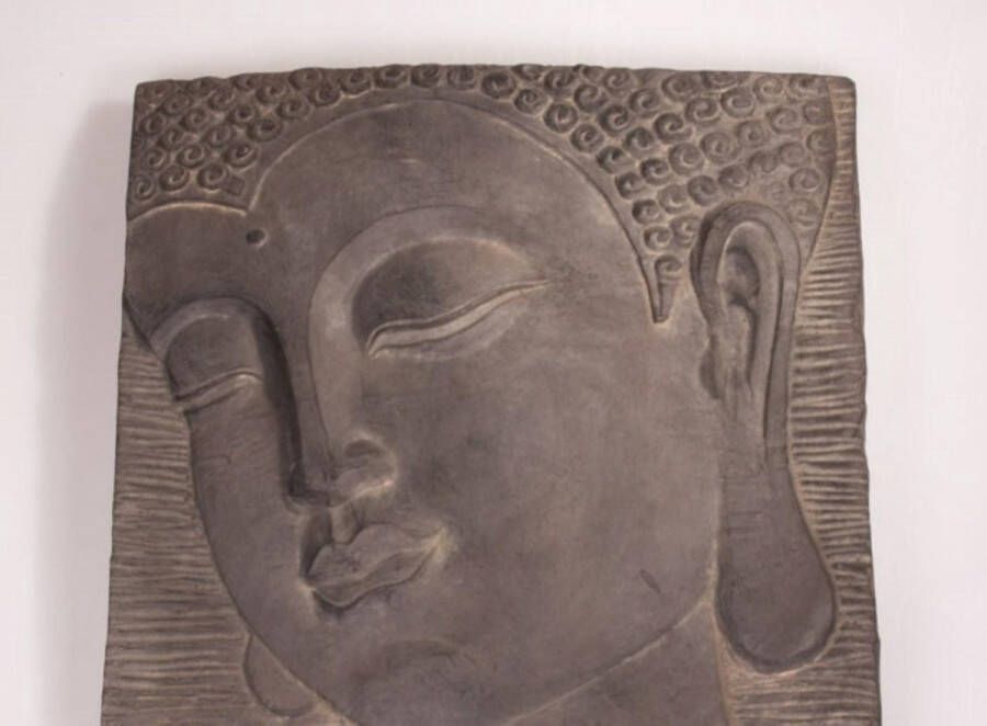 Stone-lite Boeddha Wandplaat 51X5X51 cm Donker Grijs Fiberclay