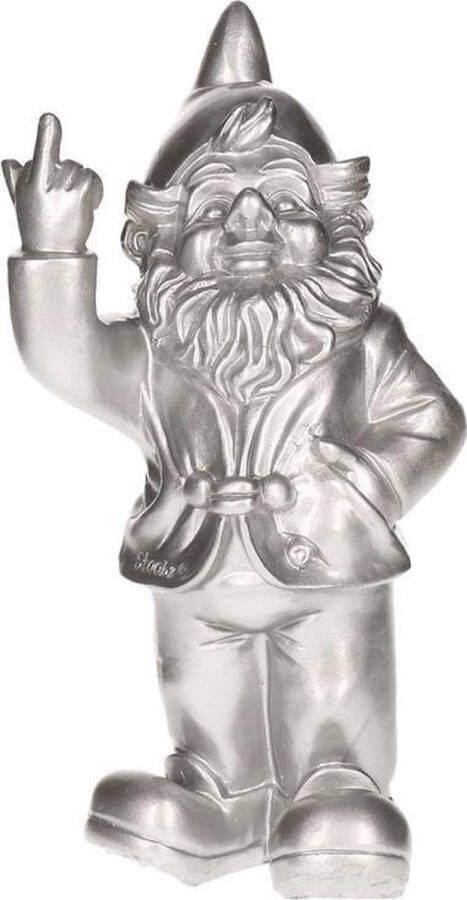 Stoobz design Tuinkabouter Zilver Middelvinger 20 Cm Tuinbeelden