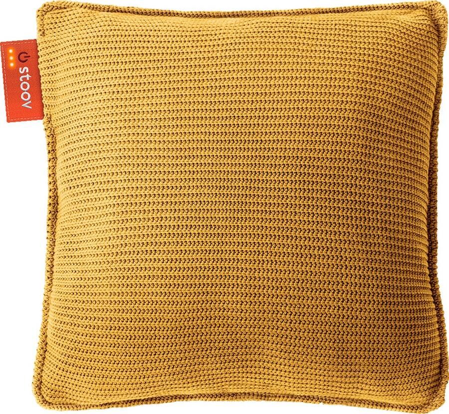Stoov Warmtekussen Ploov Duurzaam & Draadloos Infrarood warmtekussen 45x45 Knitted Ocher Yellow Grote Batterij