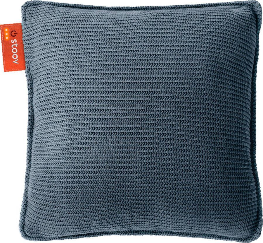 Stoov Warmtekussen Ploov Duurzaam & Draadloos Infrarood warmtekussen 45x45 Knitted Denim Blue Standaard Batterij