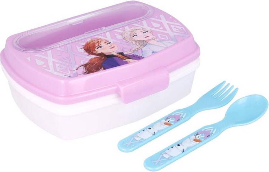 Stor S.L. Frozen broodtrommel met bestek multi colour Disney Frozen lunchbox