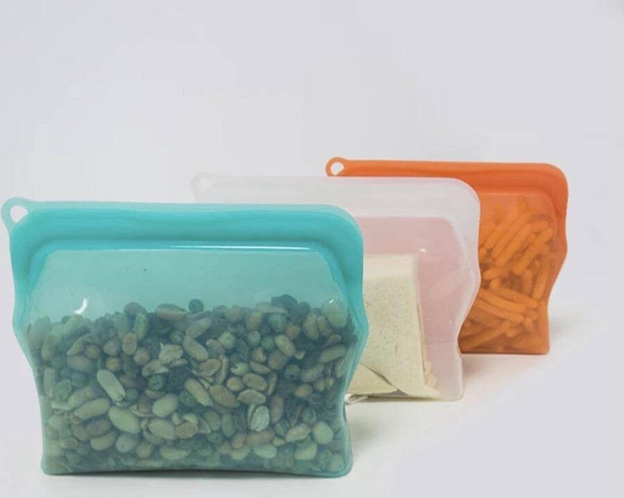 Storage bag Diepvrieszakjes Hersluitbare Zakjes Siliconen Vershoudzakken Herbruikbare Zakjes Oranje 470 ml