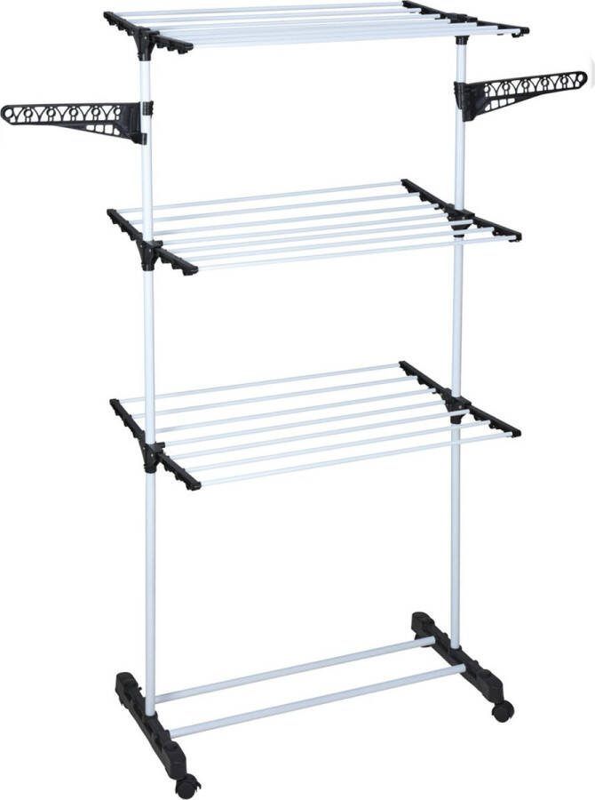 Storage solutions Droogrek toren verrijdbaar en inklapbaar 17 meter drooglengte Witte kleur
