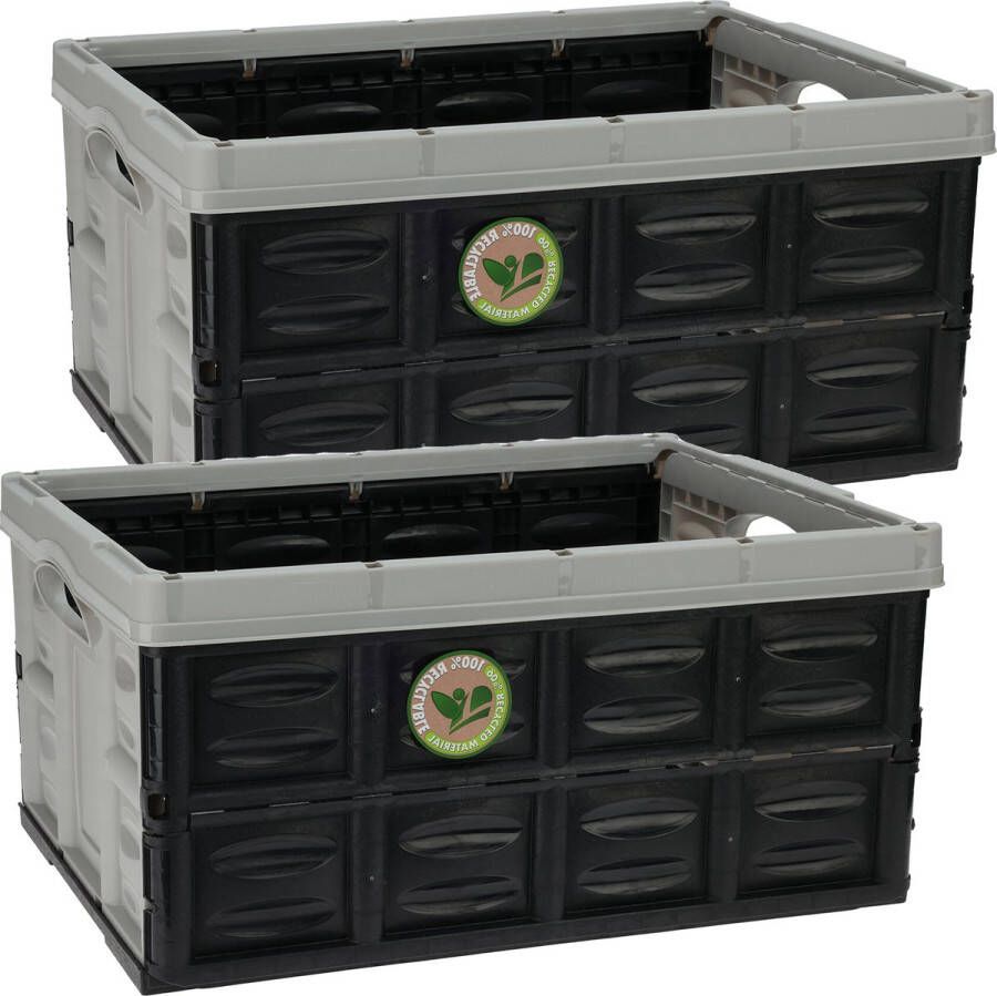 Storage solutions Inklapbare boodschappenkratten 4x stuks Gerecycled kunststof 45L