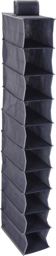 Merkloos Storage Solutions Kledingkast organizer 10-vaks hang organizer grijs polyester Opbergmanden