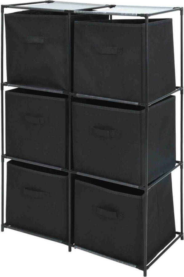 Storage solutions Opbergkast met 6 opbergvakken zwart 68 x 35 x 102 cm