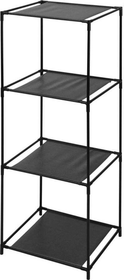Merkloos Sans marque Badkamerrek opbergkast zwart metaal 4-laags 34 x 34 x 104 cm Handdoeken en toiletspullen badkamerrekjes