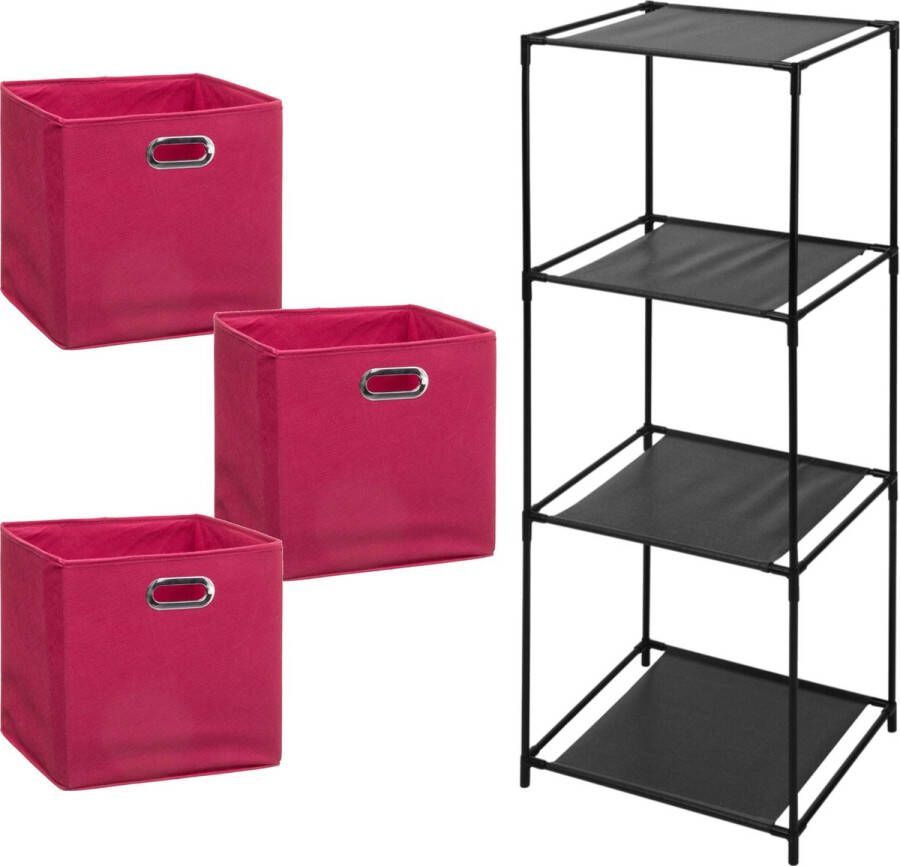 Bathroom Solutions Storage Solutions Opbergrek Smartrack met 3x mandjes stof roze 34 x 104 cm Opbergkastjes