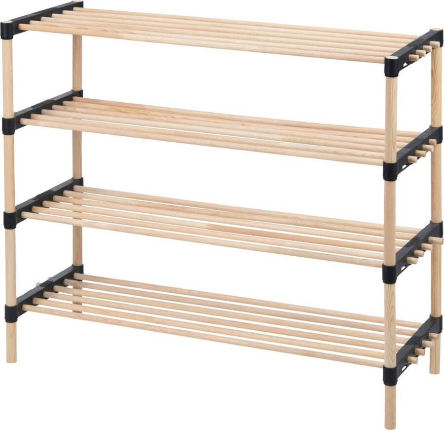 H&S Collection Schoenenrek 4-laags hout 76 x 28 x 59 cm Schoenenrekken