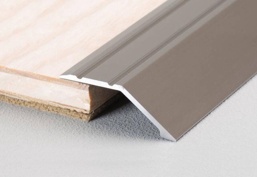 Storax Aluminium aanloopprofiel afsluitprofiel zelfklevend overgangsprofiel aflopend 16mm x 2 70mtr (Zilver Grijs)