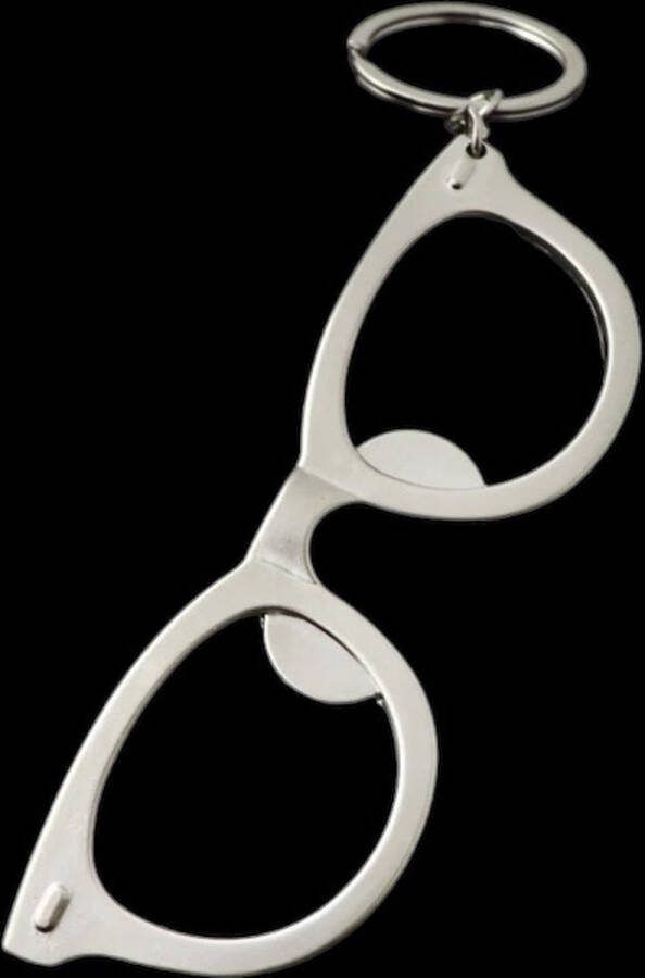 Store Flesopener Sleutelhanger Bril 10.5 x 3.5 cm ( Zilverkleurig )