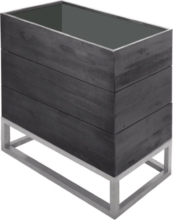 Storm Rechthoekige plantenbak Lignum Acacia FSC 60 x 30 x 45 cm + rvs frame 30 x 60 cm plantenbakken voor buiten plantenbakken plantenbak buiten