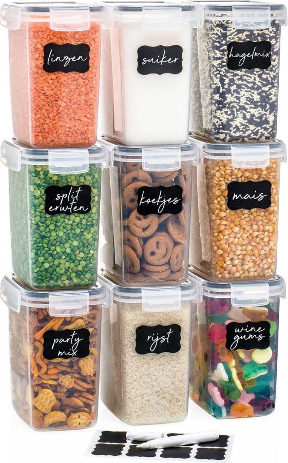Stosh Vershoudbakjes Meal Prep Bakjes Diepvriesbakjes Vershouddoos Vershoudbakjes Set Plastic Bakjes 9 Stuks 1.5L BPA vrij