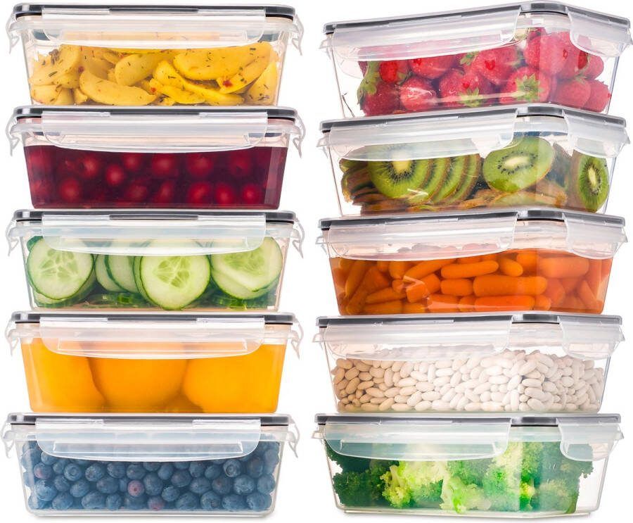 Stosh Vershoudbakjes Meal Prep Bakjes Lunchbox Diepvriesbakjes Vershouddoos 10 Stuks 1050ML BPA vrij