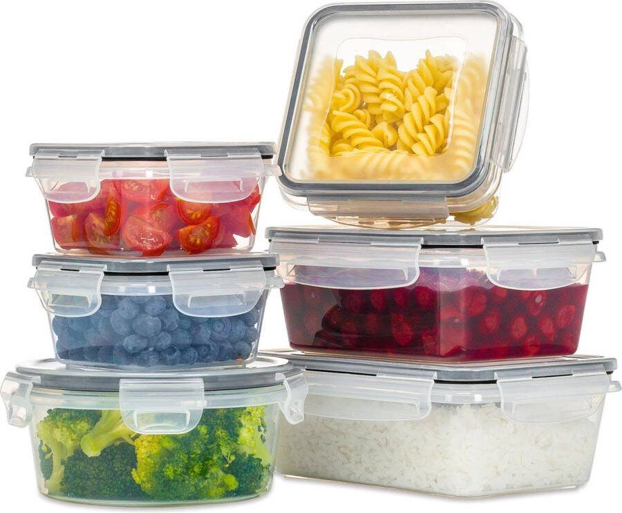 Stosh Vershoudbakjes Meal Prep Bakjes Lunchbox Diepvriesbakjes Vershouddoos Vershoudbakjes Set Plastic Bakjes Voedselcontainer Magnetron Bakjes Met Deksel 6 Stuks BPA vrij