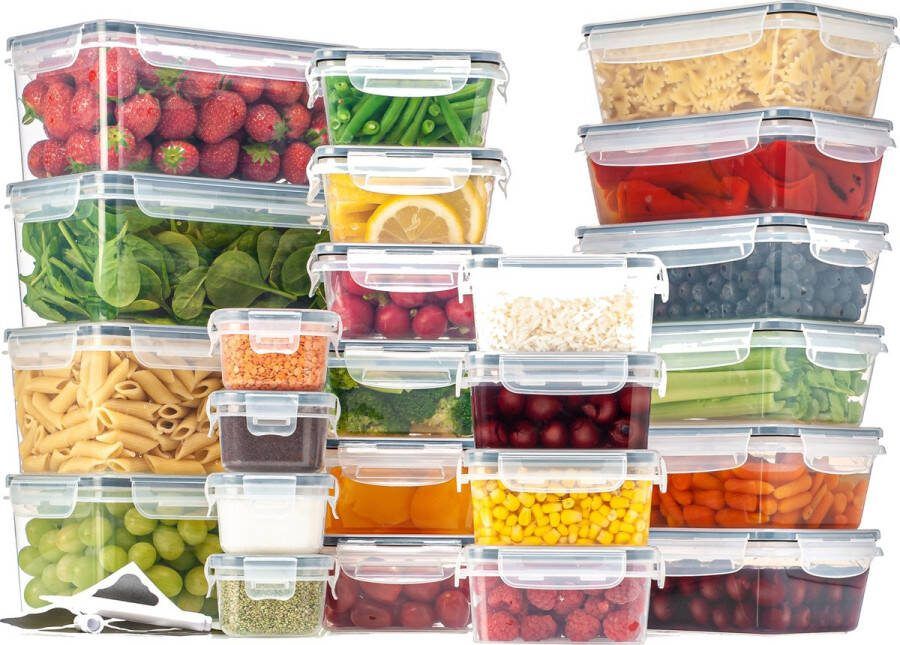 Stosh Vershoudbakjes Meal Prep Bakjes Lunchbox Diepvriesbakjes Vershouddoos Vershoudbakjes Set Plastic Bakjes Voedselcontainer Magnetron Bakjes Met Deksel 24 Stuks BPA vrij
