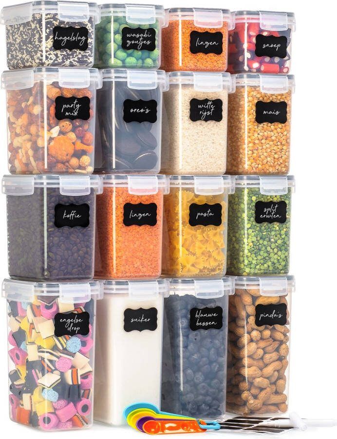 Stosh Vershoudbakjes Meal Prep Bakjes Lunchbox Diepvriesbakjes Vershouddoos Vershoudbakjes Set Plastic Bakjes Voedselcontainer Magnetron Bakjes Met Deksel 16 Stuks BPA vrij