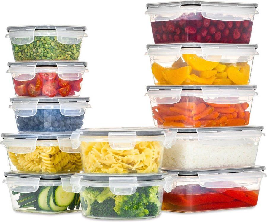 Stosh Vershoudbakjes Meal Prep Bakjes Lunchbox Diepvriesbakjes Vershouddoos Vershoudbakjes Set Plastic Bakjes Voedselcontainer Magnetron Bakjes Met Deksel 12 Stuks BPA vrij