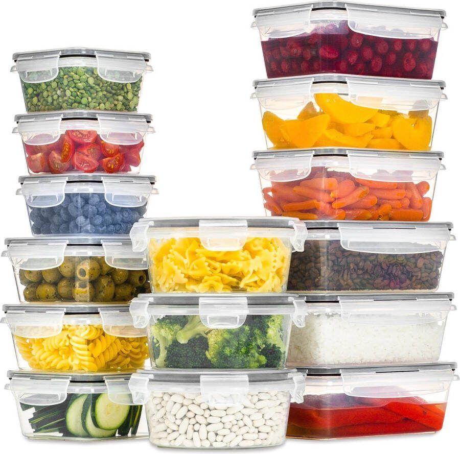 Stosh Vershoudbakjes Meal Prep Bakjes Lunchbox Diepvriesbakjes Vershouddoos Vershoudbakjes Set Plastic Bakjes Voedselcontainer Magnetron Bakjes Met Deksel 16 Stuks BPA vrij