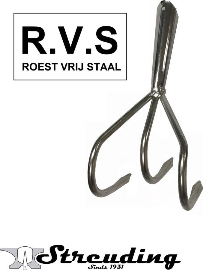 Streuding Cultivator Roest vrij Staal ( RVS ) -3 tands zonder steel ArtNr.22867