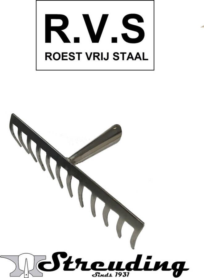 Streuding Hark Roestvrij Staal ( RVS ) -12 tands zonder steel ArtNr.22861