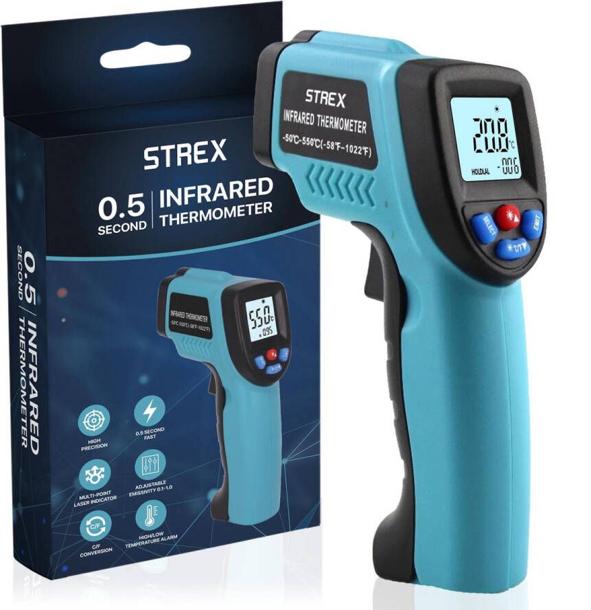 Strex Digitale Infrarood Thermometer Bereik -50 t m +550 °C Infrarood Thermo Meter Warmtemeter