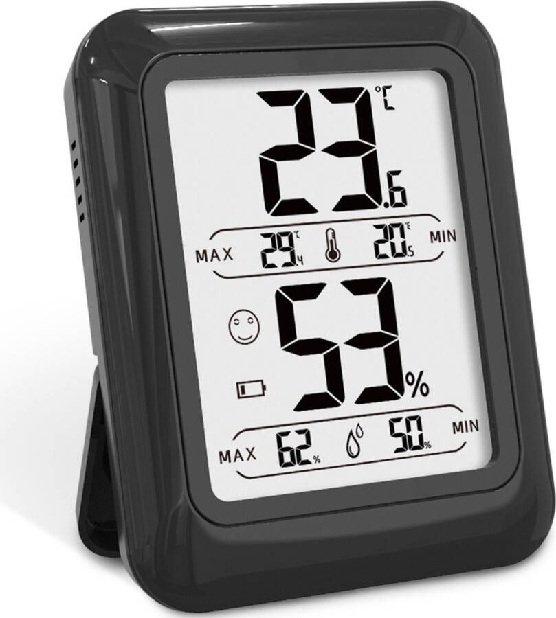 Strex Digitale Thermo Hygrometer Zwart Digitale Thermo Meter Binnen Hygro Meter Binnen Weerstation Met Luchtvochtigheidsmeter Inclusief Batterij