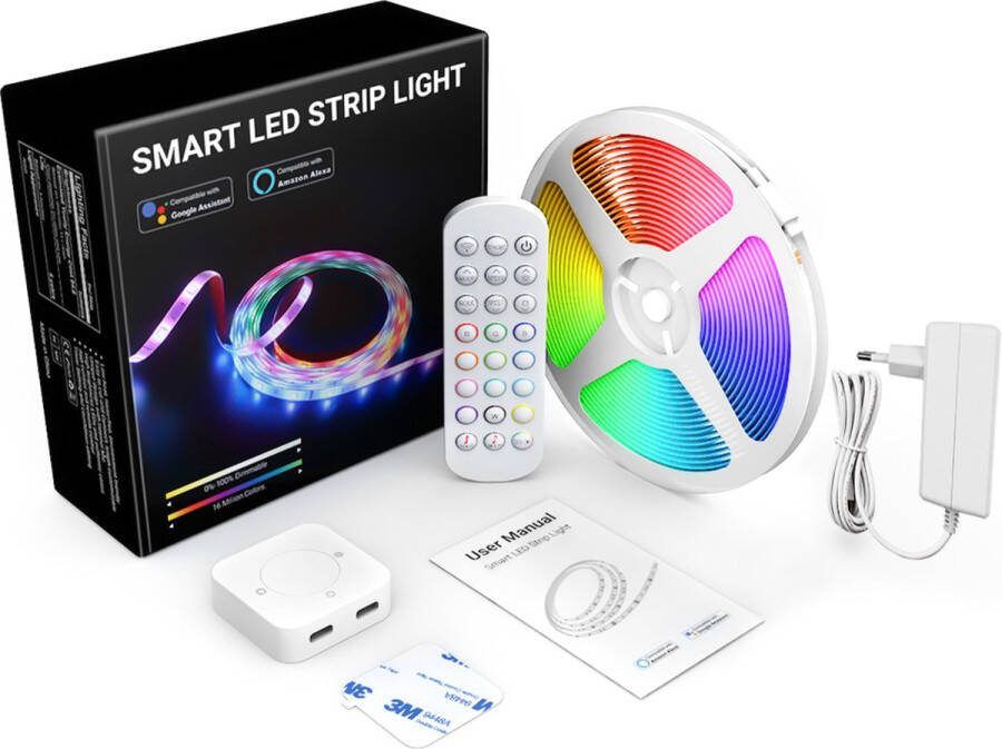 Strificate SMART LED Strip 20 Meter 1 x 20 Meter Incl. Afstandsbediening & App Zelfklevend Dimbaar Licht Snoer