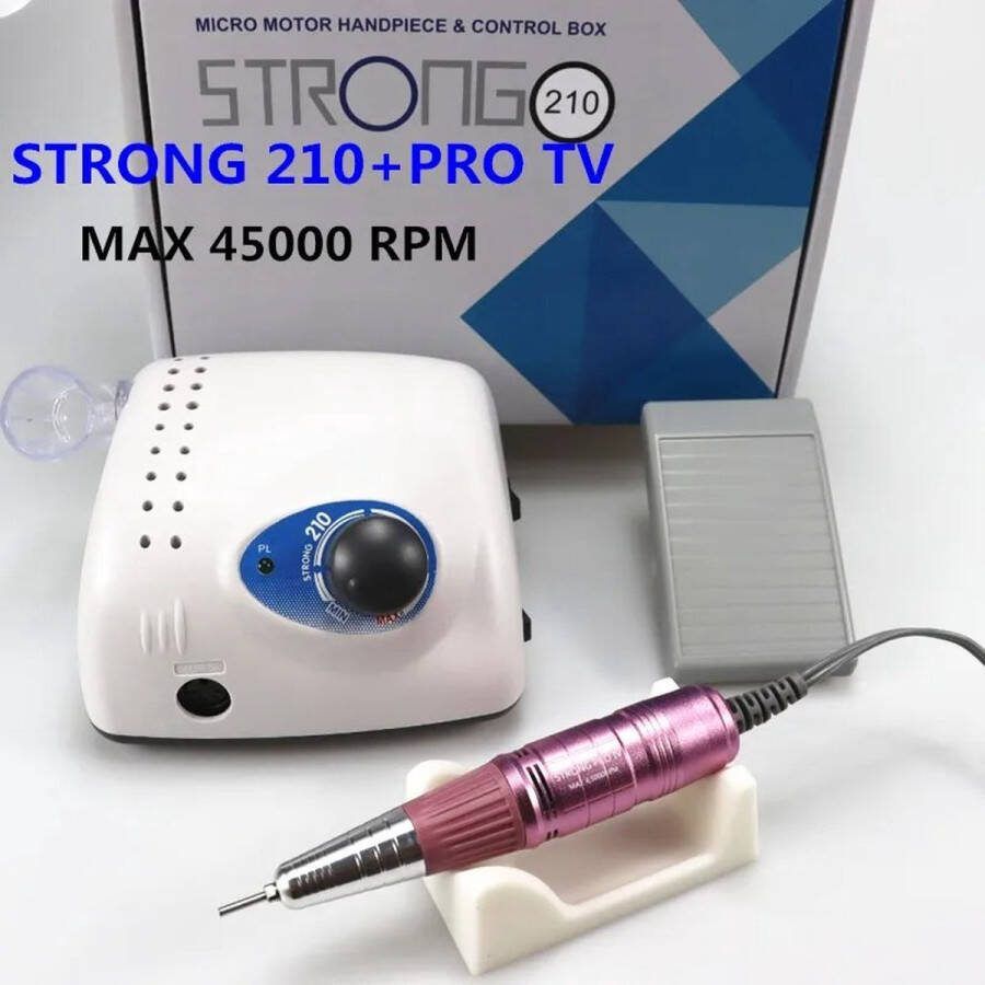 Strong 210 ShopEighty8 -Nagelfrees Nagelvijl Electrisch Electrische Nagelfrees Met Bitjes Manicure Set Electrisch 45000RPM Roze Paars