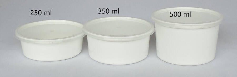 Strong Rond magnetron potten 500 ml 100 st met deksel WIT