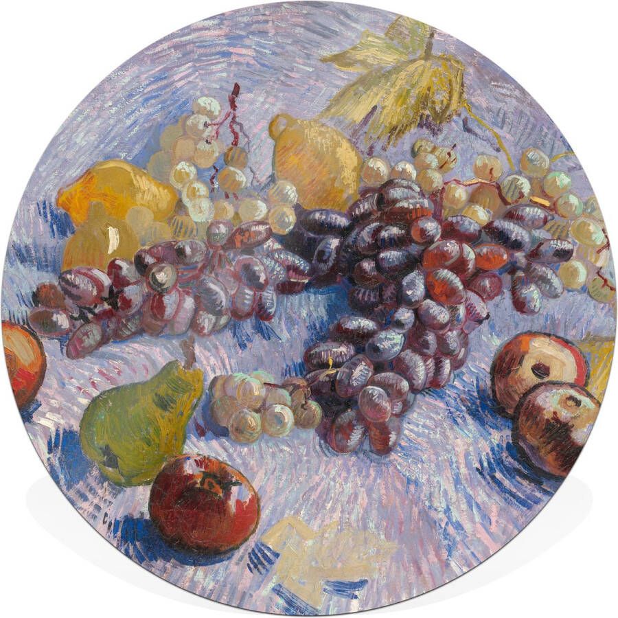 Studio Colori Muurcirkel wandcirkel voor binnen 30cm dibond (aluminium) Druiven citroenen peren en appels Vincent van Gogh (oude meesters) Incl. ophangset voor bevestiging aan de muur