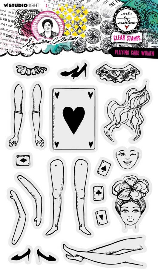 Studio Light Clear stamps ABM Signature collection Playing card women nr. 650