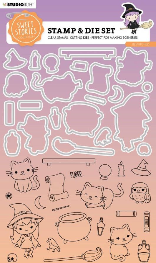 Studio Light Stamp & cutting die Sweet stories bewitched nr. 72