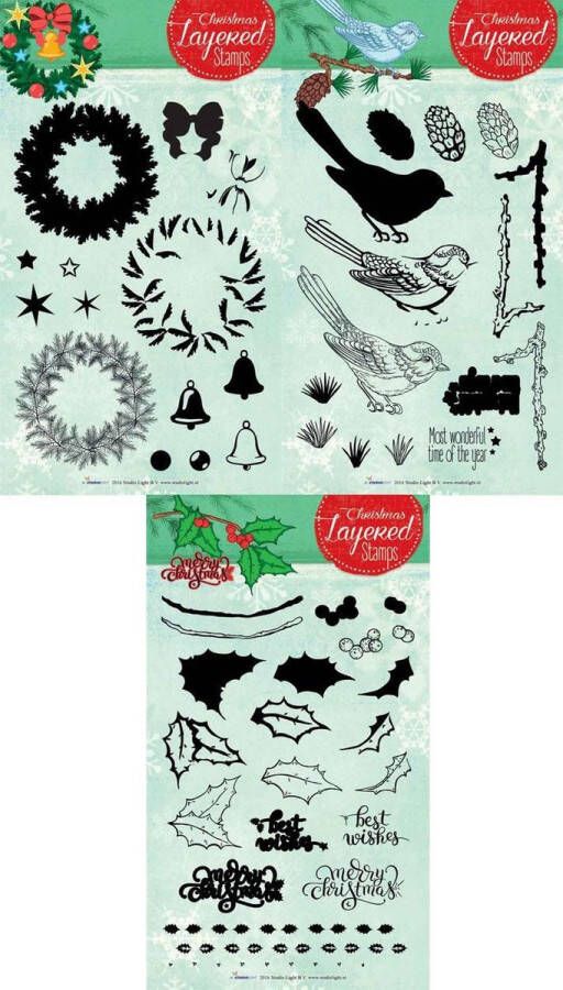 Studio Light Transparante Layered Stempels Giga Set 3 Stuks Kerst A5 formaat Maak mooie kaarten fotoalbums of andere creatieve creaties