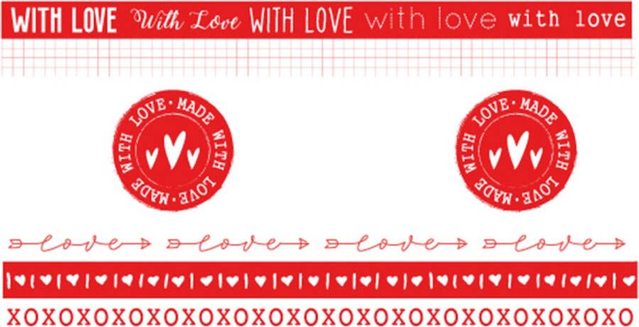Studio Light Washi Tape Red White Filled With love nr.19