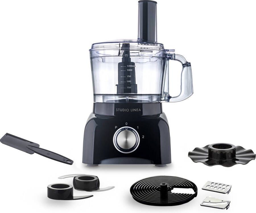 Studio Linea Foodprocessor Keukenmixer 1 2 Liter Vaatwasmachinebestendig Keukenmachine Incl. Accessoires SLFOODIE58BK