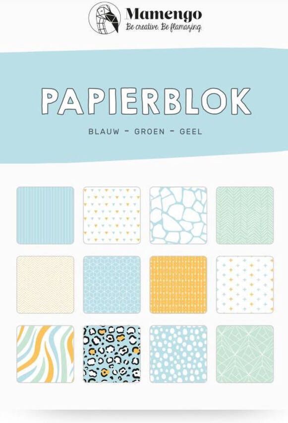 Studio Mamengo Papierblok Hobbykarton Blauw Mintgroen Geel A5