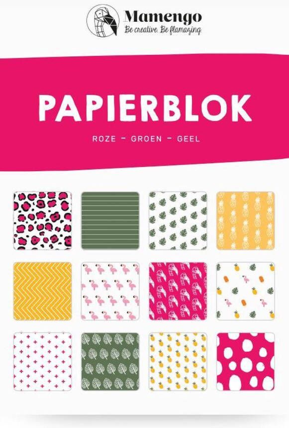 Studio Mamengo Papierblok Hobbykarton Zomer Roze Groen Geel A5