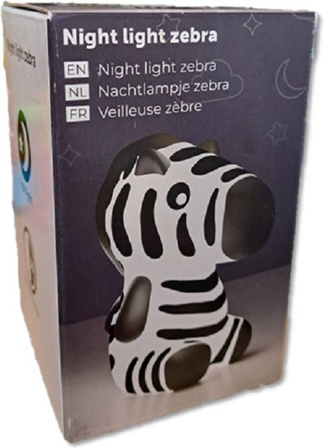 Merkloos Zebra nachtlamp 13 x 10.5 x 8 cm Werkt op batterijen