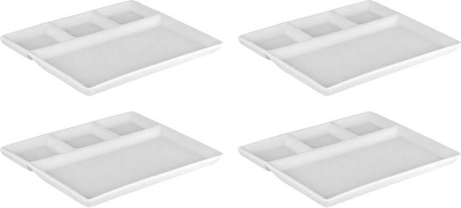 Studio Tavola BBQ Borden Fondueborden Gourmetborden 5 vakken 24 x 24 cm 4 Stuks