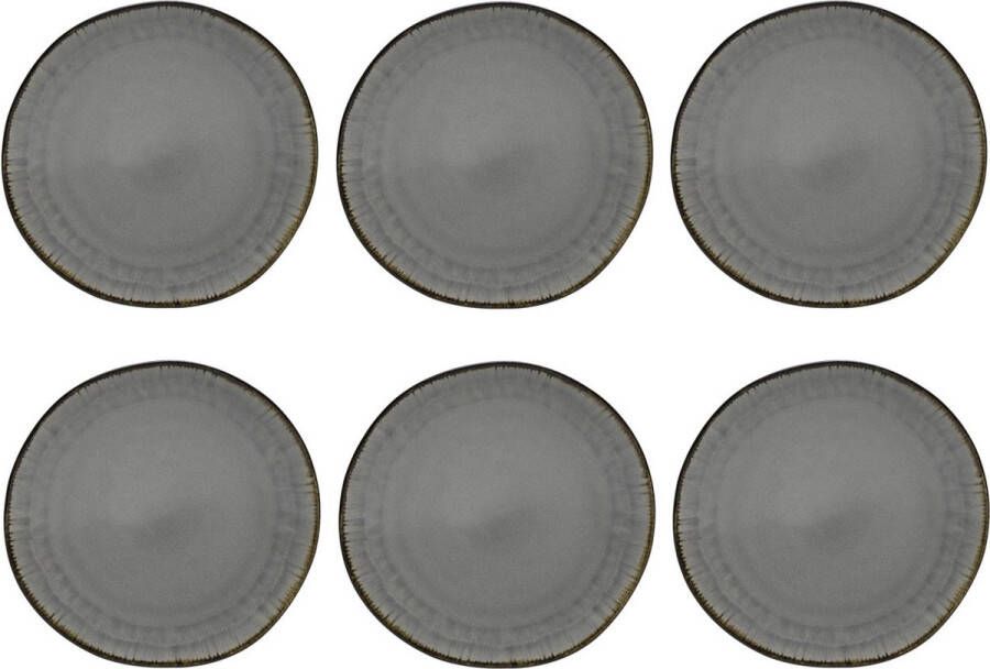 Cookinglife Tavola Ontbijtborden Grey Kos Grijs Ø22cm Lichte glans Aardewerk 6 stuks Servies