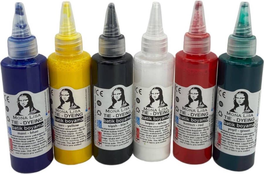 Südor batik kleuren voor T-shirts. Batikverf set 6x70 ml. Stofverfset 6 kleuren van elk 70 ml. Tie-Dye kleuren. Stofkleur textielverf Tie-Dye textielverf 6 x 70 ml. Kinderen Vrouwen Mannen