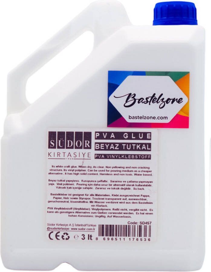 Südor Premium PVA-witte lijm 3 liter. Hobbylijm Universele lijm Witte Hout Lijm Universele toepassing voor alle materialen 3000 ml