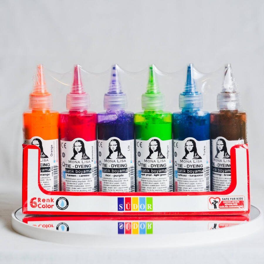 Südor textielverfset batikverf Spray textielverf tie-dye T-shirtverf tie-dye in spuitflessen waterdicht (12 kleuren x 60 ml)